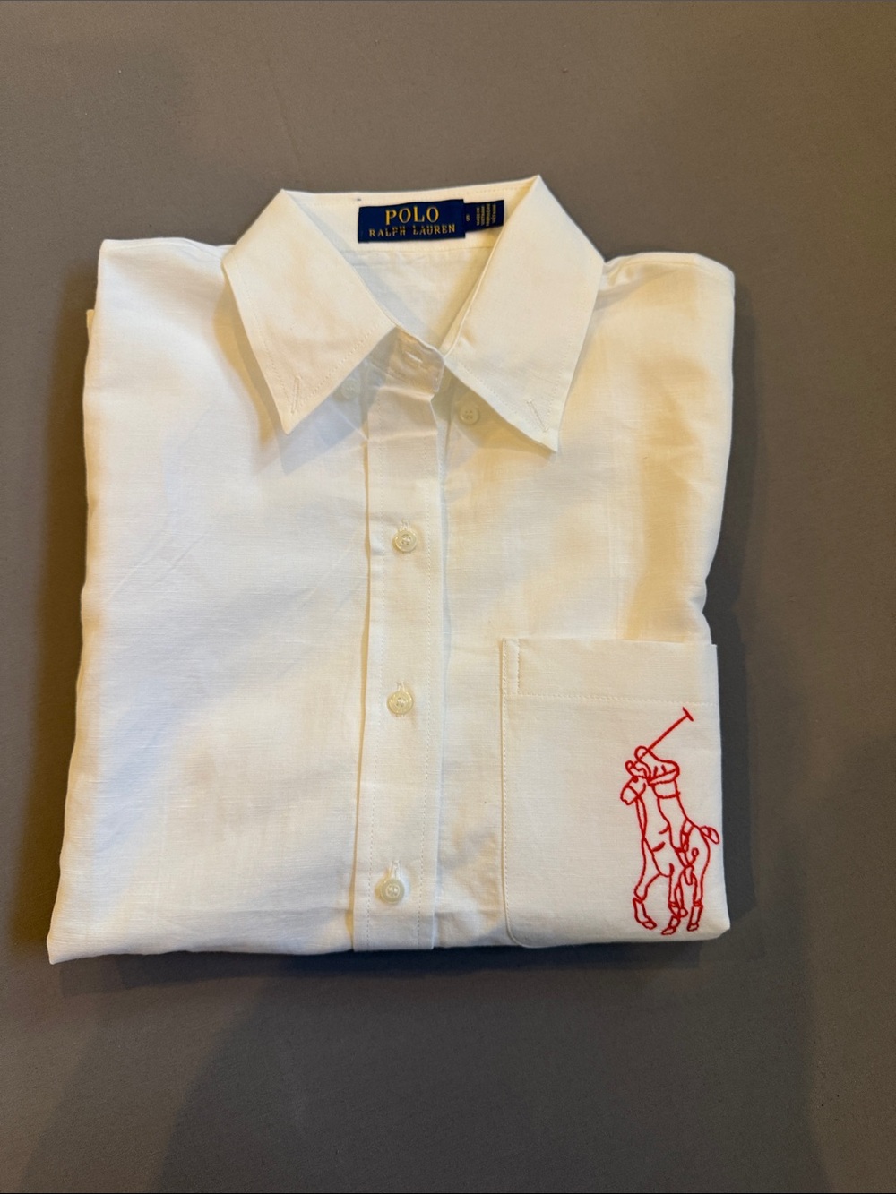 Polo by Ralph Lauren White Button-Up Shirt with Red Pony Pocket Embroidery - Picture 4 of 6